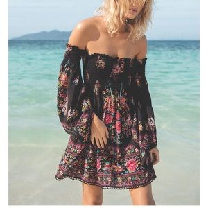 Hotel paradiso bell sleeve mini dress
